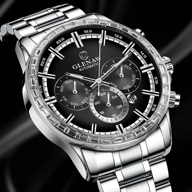 

GLENAW original brand men's watch fully automatic mechanical watch trendy waterproof luminous multi-functional men's watch watch