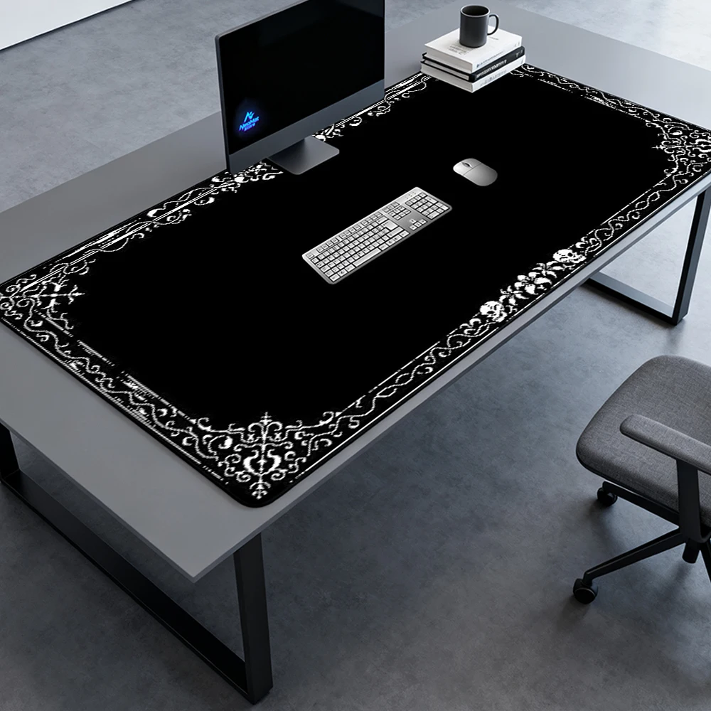 Elegant Floral Mouse Pad Extra Pc Large Gaming Desk Mat 180x60 Border Ornate 1400x600 Mousepad White Nonslip Accessories