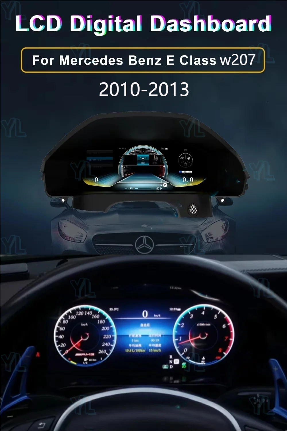 Panel Instrumen Digital Mobil Untuk Mercedes Benz E w212 (2014-2015) LCD Speedometer Dashboard Player Sistem Linux