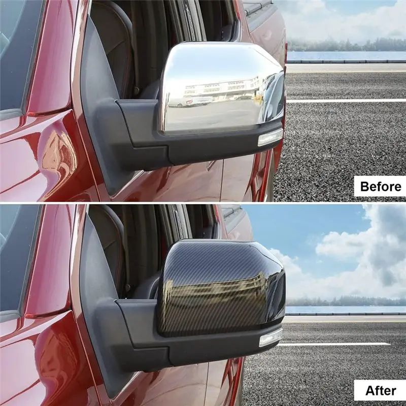 Side Mirror Cover Trim For Ford F150 2015-2020 Carbon Fiber Rearview Mirror Cover Decoration Accessories