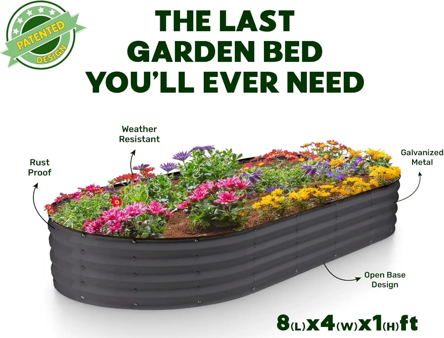 سرير مرتفع من الفولاذ المجلفن مقاس 240 × 80 × 45 سم أصيص زهور أخضر #5