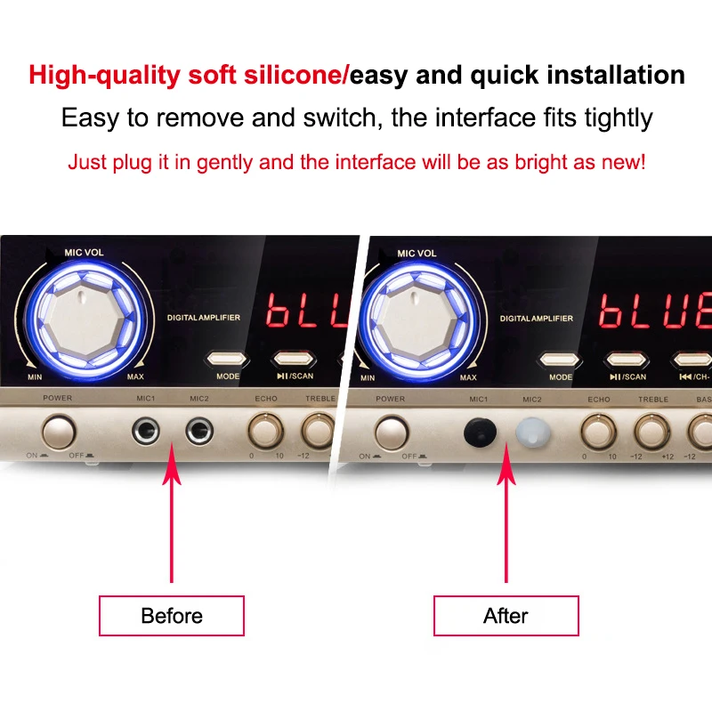 5/10Pcs Silicone Rubber Dust‑Proof Plug, Interface Protective Cover For 6.35mm Audio Jack Microphone Socket PC DVD Accessories