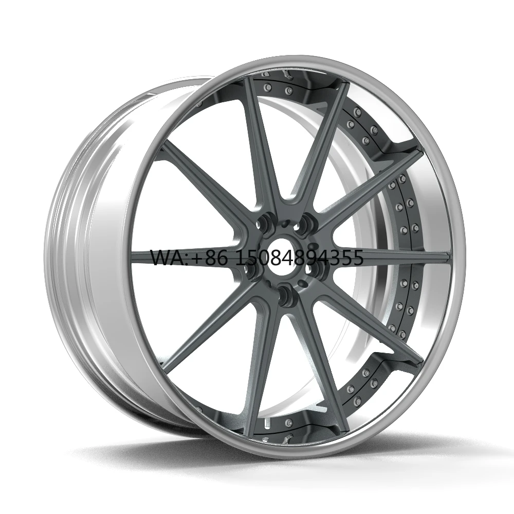 

Custom Two Tone Finish Lightweight Aluminum Alloy Monoblock Modular Spokes High Performance Sports Luxury Forged Wheels