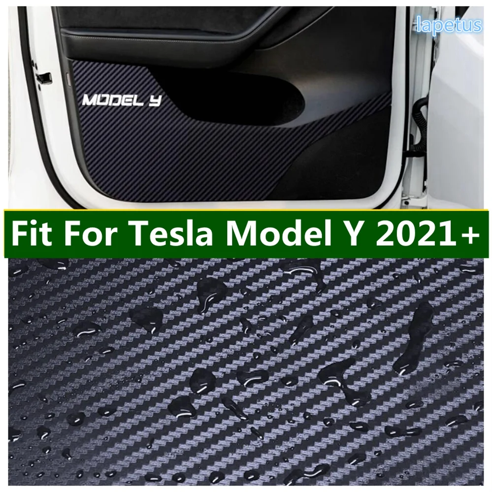 

Carbon Fiber Sticker Auto Door Anti Kick Pad Protection Side Edge Film Protector Cover Trim Fit For Tesla Model Y 2021 2022 2023