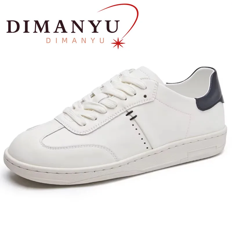 

DIMANYU Women's Skates Flat 2024 New Genuine Leather Female Casual Shoes Students Lace Up Forrest Gump Shoes Ladies