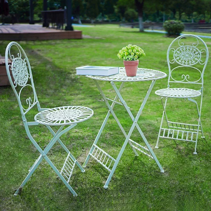 

Outdoor table and chair courtyard chair tea table combination sofa cast iron art park chair tea set balcony coffee table and cha
