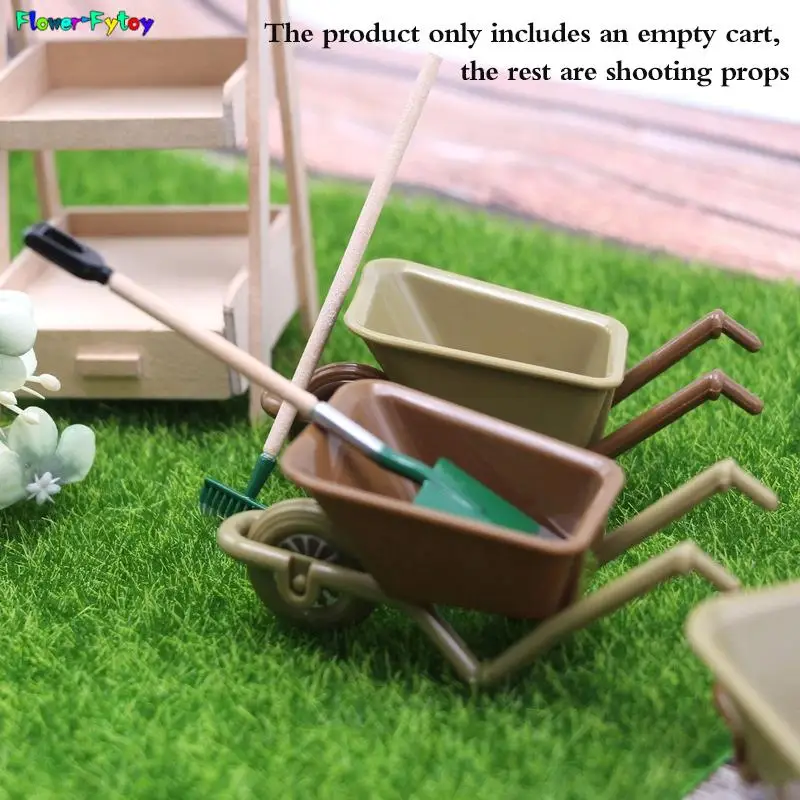 1:12 Dollhouse Miniature Cart Trolley Mini Trailer Farm Tool Model Garden Furniture Decor Toy