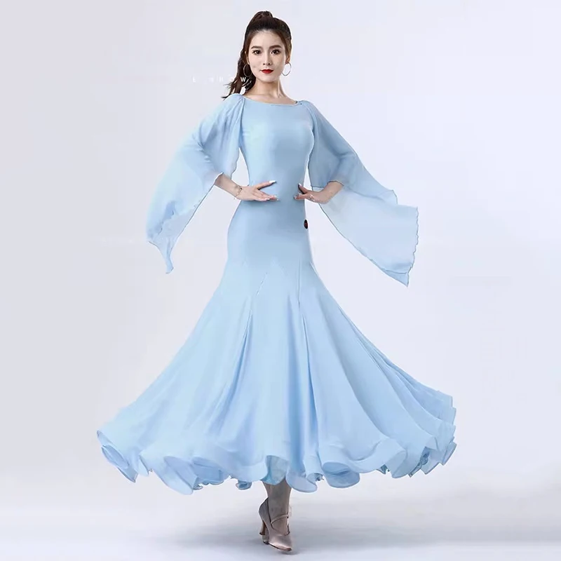 2024 New Ballroom Dance Dress Women\'s Elegant Lace Party Modern Costumes Big Swing Waltz Performance Stage Wear Clothes