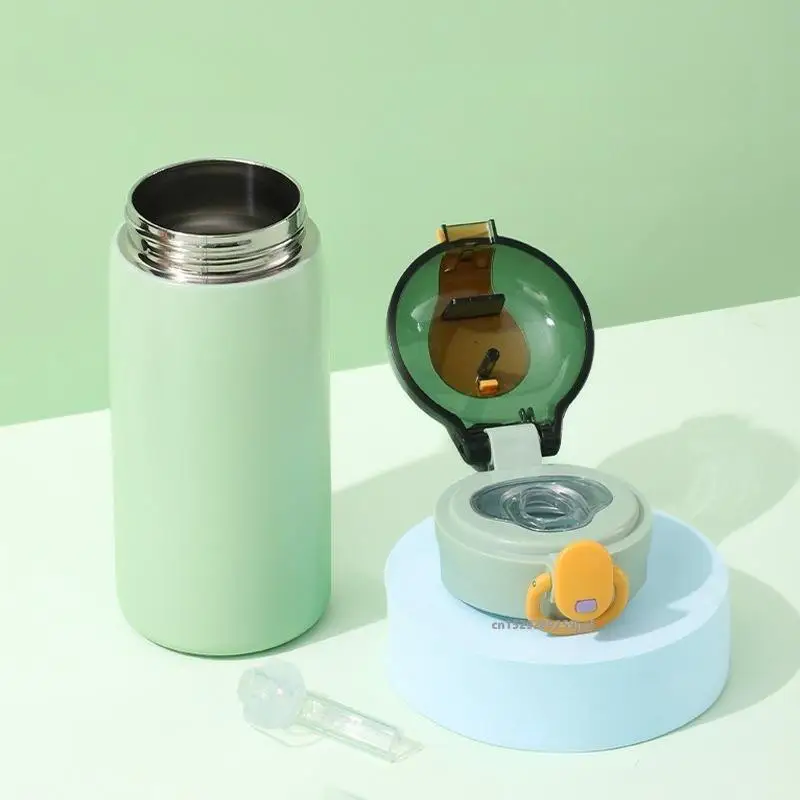 1pcs 320/460ML Stainless Steel Thermal Bottle Portable Kids Straw Mug Cold And Hot Thermal Thermos Student Water Bottle