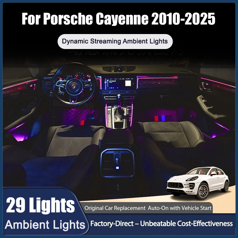 Ambient light for Porsche Cayenne 958.1 958.2 2010 2011 2012 2013 2014 2015 2016 2017-2025 Inter Door 64-70Color Atmosphere Lamp