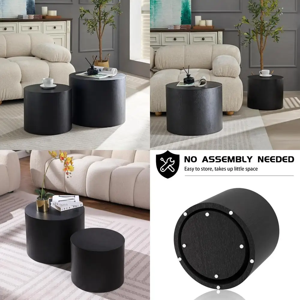 

kevinplus Nesting Coffee Table Set of 2 for Living Room, Modern Round End Table Set, Wooden Circle Side Table and Accent Furnitu