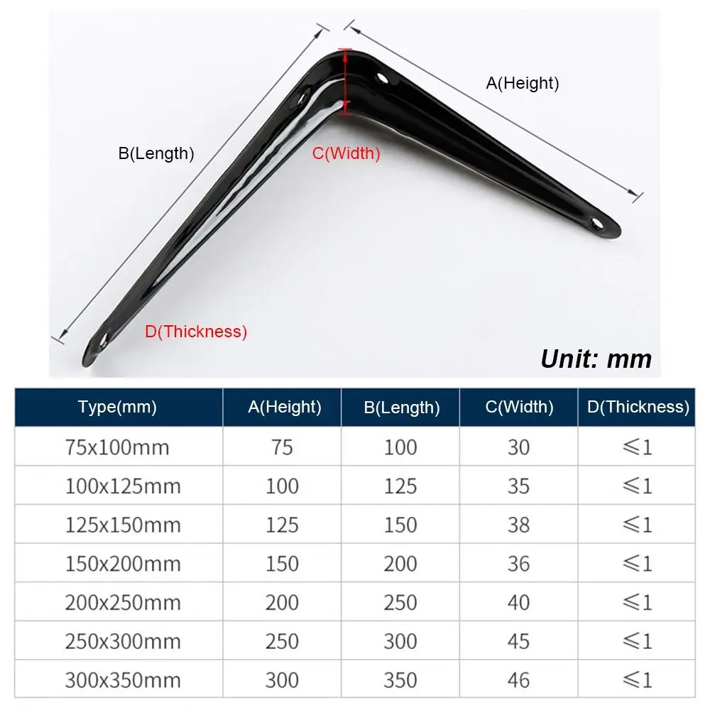 1 шт. новый треугольный кронштейн 4-14 дюймов, настенное крепление, подвесной черный, белый монтажный кронштейн, L-образная фиксированная угловая скоба для полки