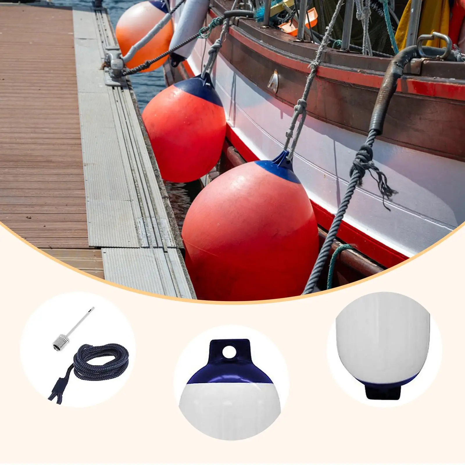 4Pcs Boat Fenders, Boat Accessories, Marine Dock Bumpers Boat Inflatable Bumpers for Fishing Boats, Boating, Mooring Cushioning view 5