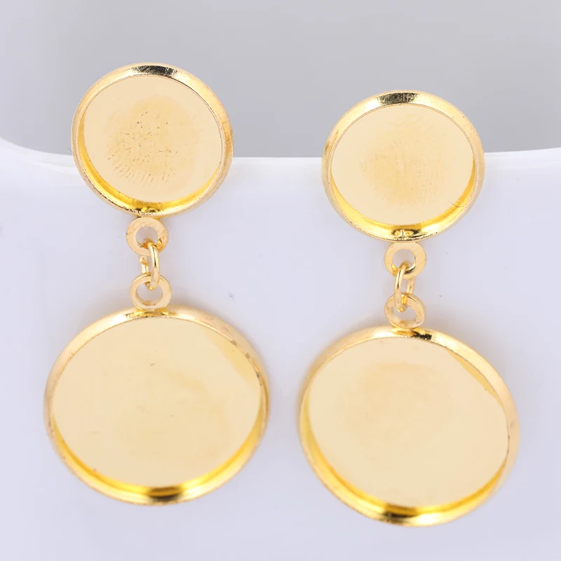 onwear 10pcs 12mm 20mm cabochon earring stud base blanks diy cameo bezel settings for earrings jewelry making