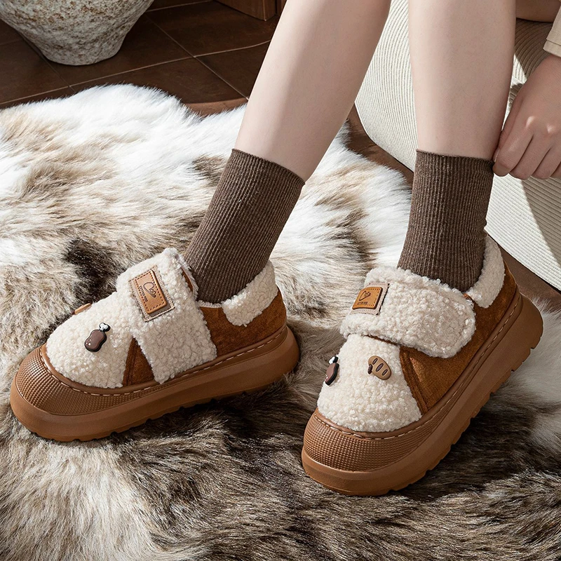 Winter Clothing Korea - Leuke, dikke winterpantoffels van lamswol voor