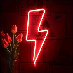 1pc Lightning Neon Light, Creative LED Sign Wall Light USB/Battery Night Light for Home Bedroom Party Christmas Decor Kid Gift