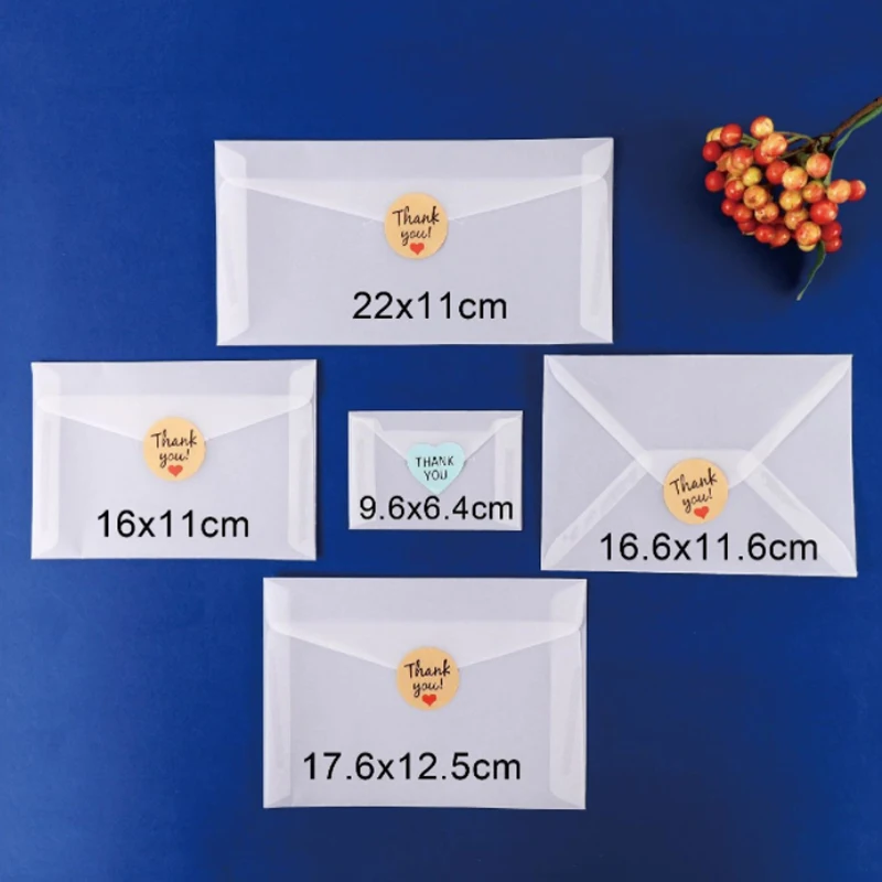 50pcs blank translucent envelope accept customization Transparent sulfuric acid paper envelope postcard antique envelope