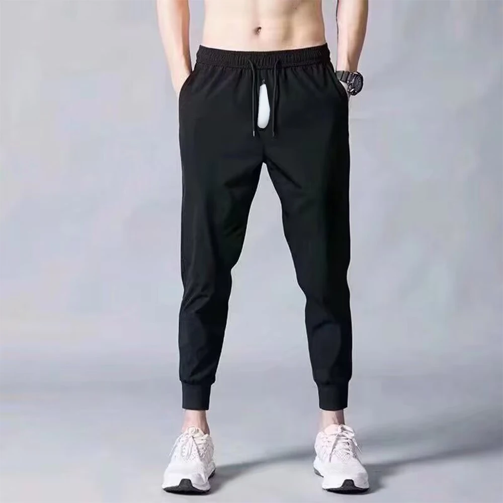 

Liaeglam Extended Zipper Men Sports Pants Open Crotch Plus Size Casual Cuffed Trousers
