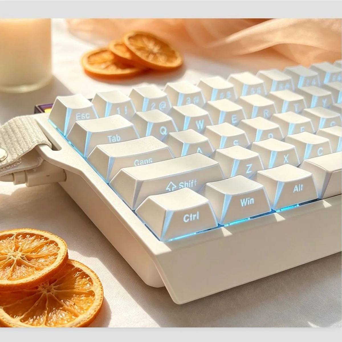 97 Keys Shadow Fold Cherry Profile Double Shot Keycaps Side Printed Shine Through PBT Keycap for MX Switches Gaming Keyboard