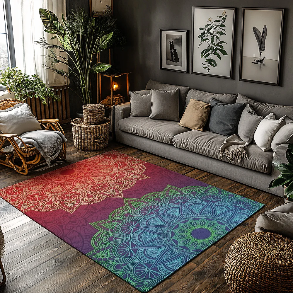Boho Area Rug Mandala Carpet Non Slip Floor Mat Indian Pattern Home Decor Living Room Runner Washable Accent Rug Unique Gift Mod