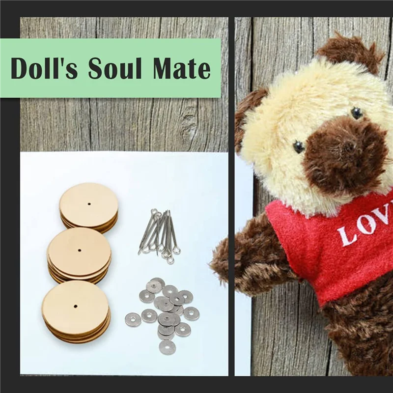 ABVS 30 Sets Doll Joint Connectors Cotter Pin Joints And Wooden Fibreboard Disks Movable Engage Bolt Dolls Accessories, 40Mm