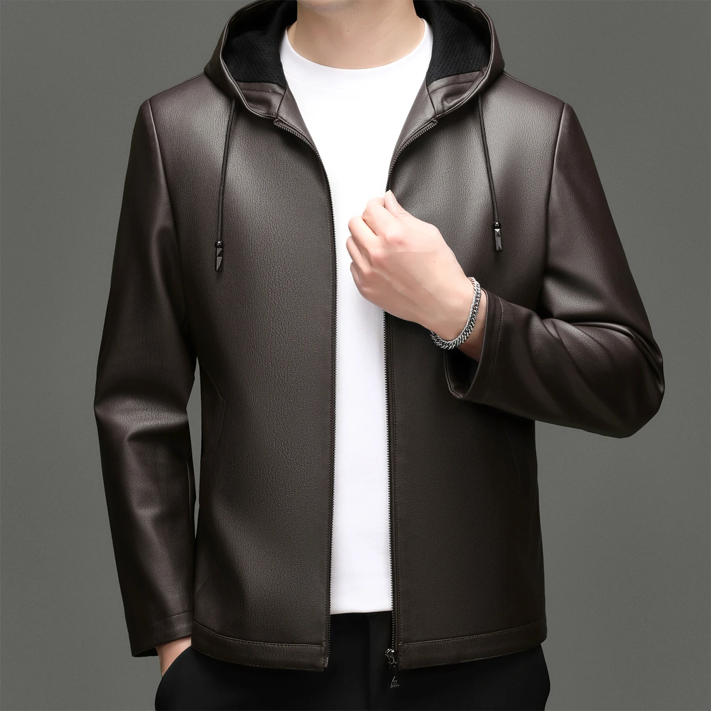 Spring Autumn New Style Men's Leather Jacket Casual Genuine Sheepskin Slim Fit Large Size Leather Coat for Men