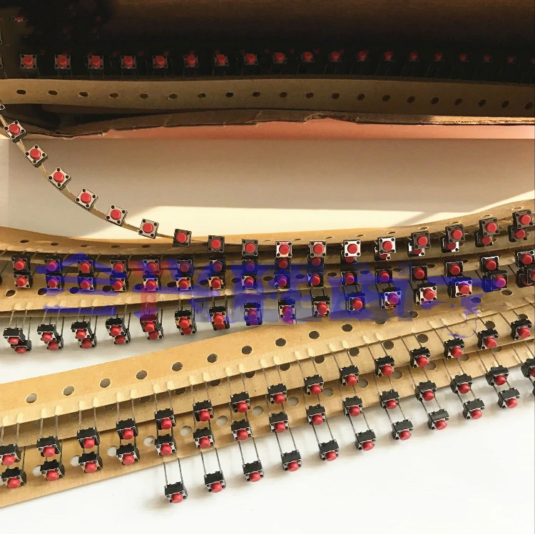 

YYT 20шт ‌ SKHVBFD010 Тактильный переключатель 6x6x5 мм Красная круглая головка 2-контактный квадратный кнопочный переключатель 6*6*5 мм