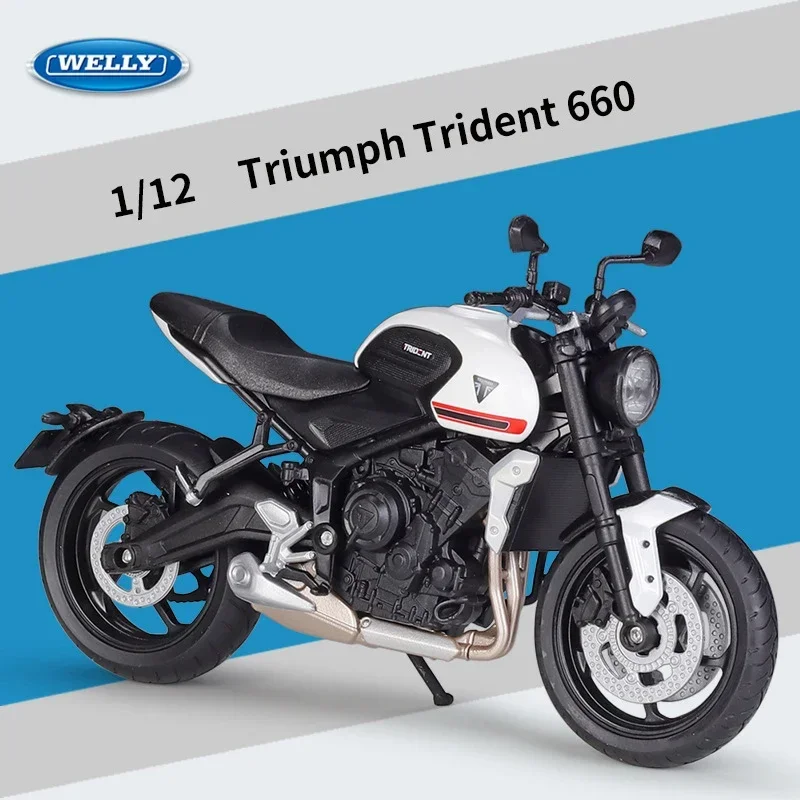 WELLY 1/12 Triumph Trident 660 2021 Simulation alliage moto modèle amortisseurs Collection jouet voiture cadeau