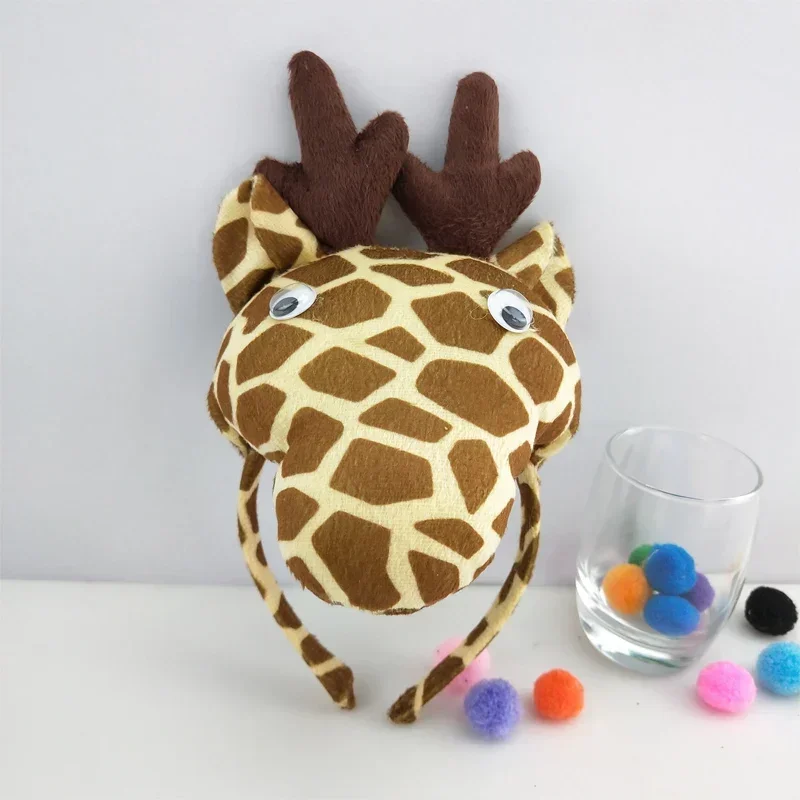 Diadema de jirafa para fiesta de niños y adultos, pajarita, guantes con patas de cola, bandas para el pelo de animales, gorros de felpa, disfraz de Halloween, Cosplay