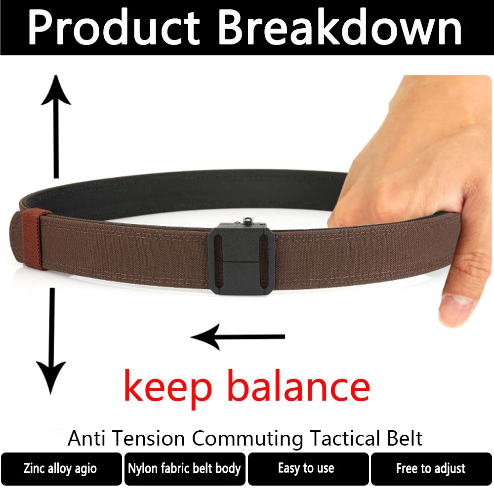 حزام خصر سميك تكتيكي مزدوج الطبقة من العلامة التجارية TUSHI للرجال حزام خصر من النايلون 3.8 حزام خصر مسدس بإبزيم أوتوماتيكي عريض #6