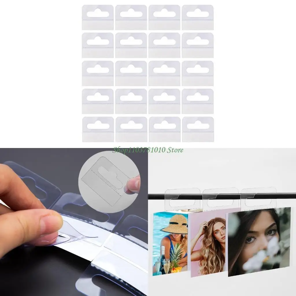 

U55D 100 Pcs Plastic Hook Adhesive Merchandising Hanging Tabs with Slot Holes