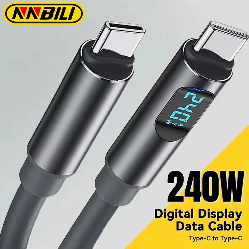 NNBILI 240W USB C-C Cable Fast Charging Data Transfer Cord For Macbook iPhone Samsung xiaomi Digital Display charging Cable
