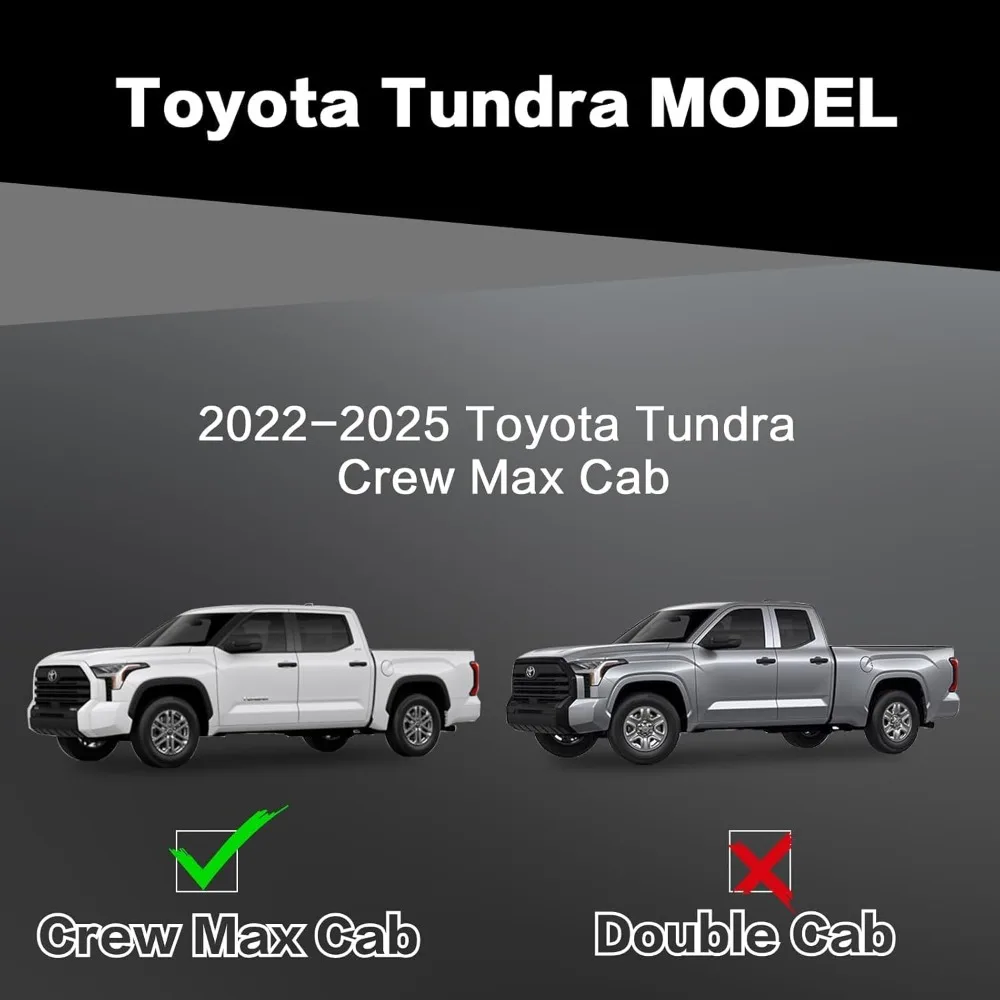 لوحات الجري لـ 2022-2025 Tundra Crew Max Cab (4 أبواب كاملة الحجم فقط) خطوات جانبية من الفولاذ الكربوني الأسود قضبان Nerf