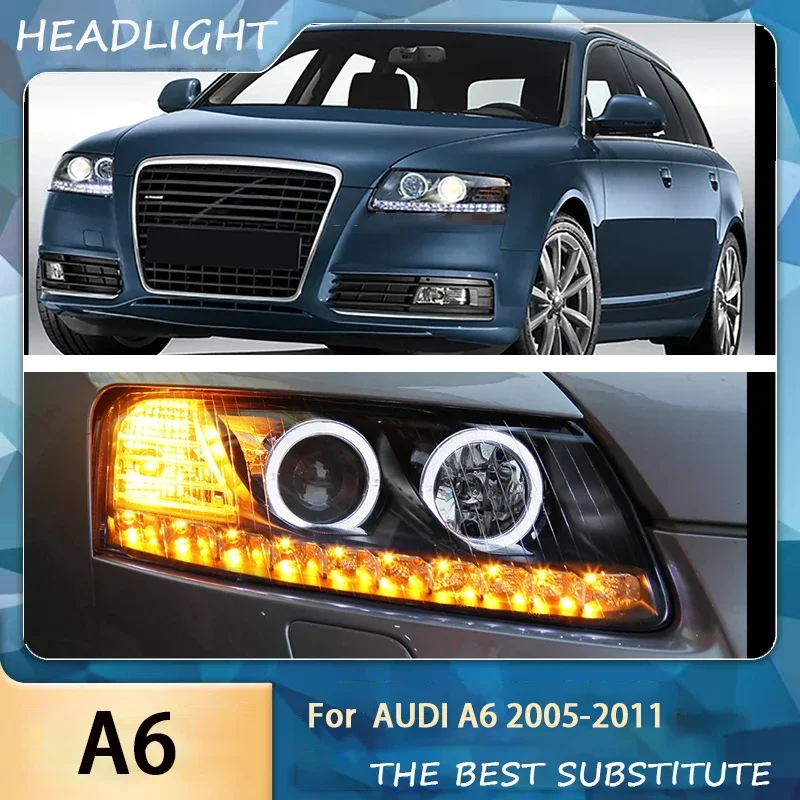 Auto Parts For Audi A6 Headlights 2005-2011 A6L C5 C6 Styling LED Daytime Lights Dual Projector Car Accesorios Modified