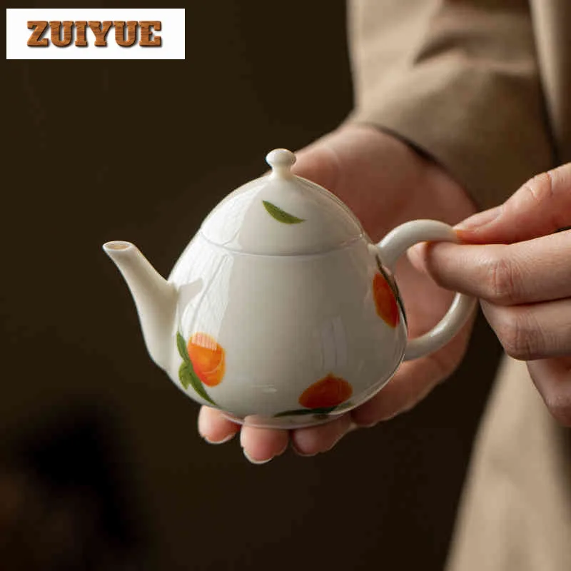 

125ml Hand-painted Osmanthus Rabbit Teapot Aesthetic Tea Infuser Pot Tea Maker Kettle With Ball Hole Tea Ceremony Collection