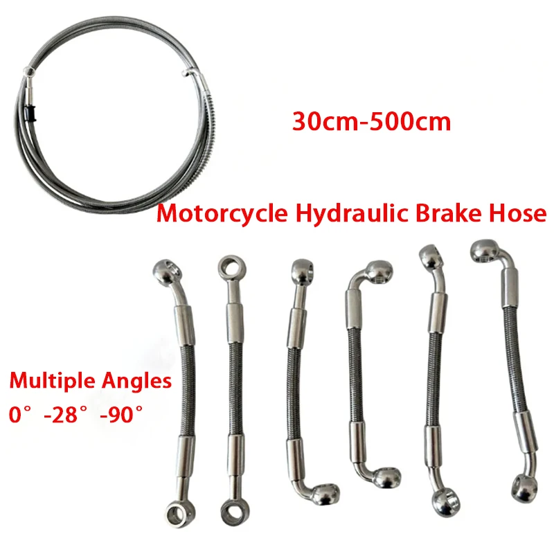 Braided Brake Hose Moto M10Banjo0~28~90Multiple Angles Available Motorcycle ATV Hydraulic Clutch DOT Flexible Tube Line Oil Hose