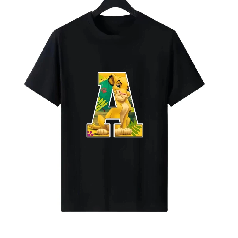Disney el Rey León patrón mujer ropa para padres e hijos Tops negros de moda señoras barato Camiseta de manga corta hombres sudaderas