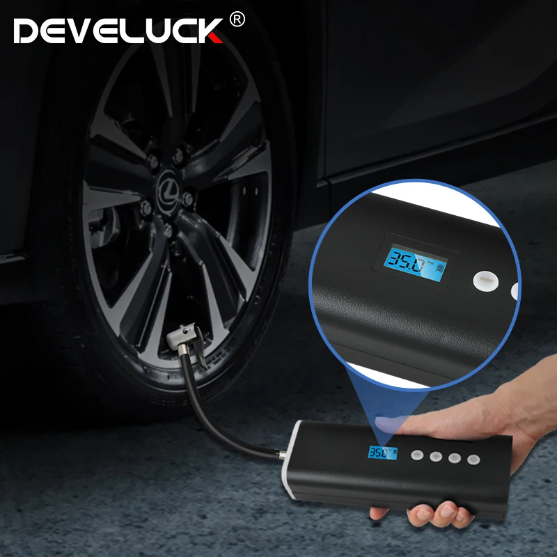 

Develuck Inflatable 150PSI Car Air compressor Portable Tyre Digital Inflator Pump 8000mAh Rechargeable LED Light For Auto Car