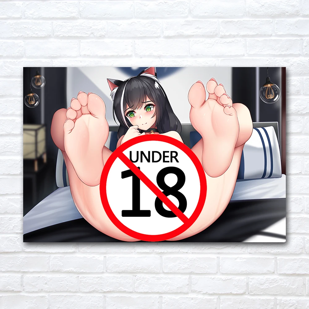 Sexy Barefoot Girl on the Bed Anime Canvas Posters and Prints Bedroom And Living Room Wall Art Picture Decoration Painting