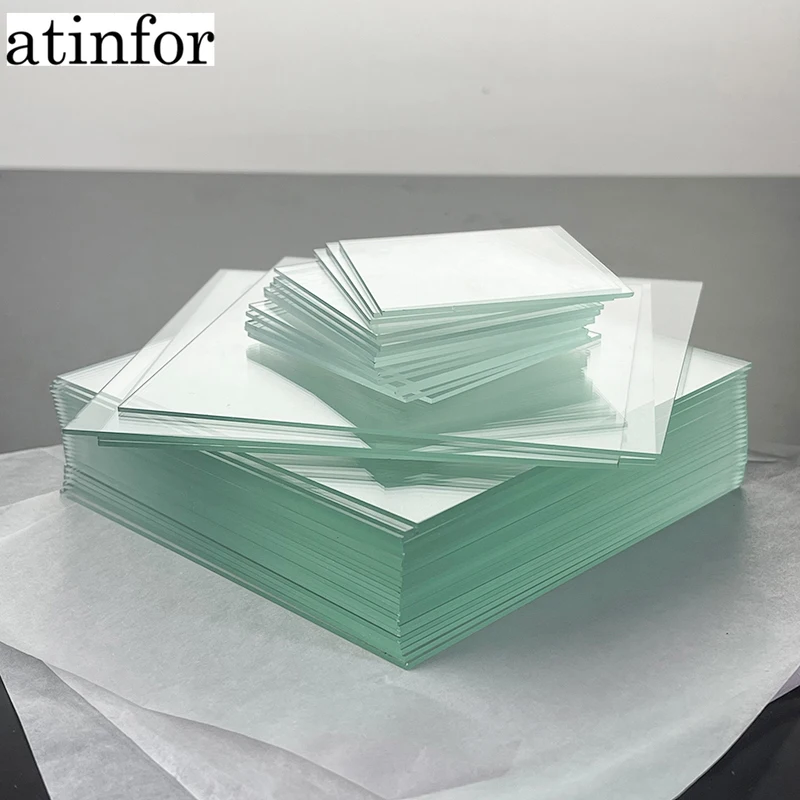 atinfor 100pcs thin glass sheet glass for scientific experiment 30x30x1mm sheet clear glass square support customization