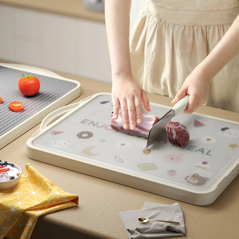 Household Stainless Steel and PP Cutting Board Mold Proof and Antibacterial Kitchen Specific Double-sided Fruit Cutting Board
