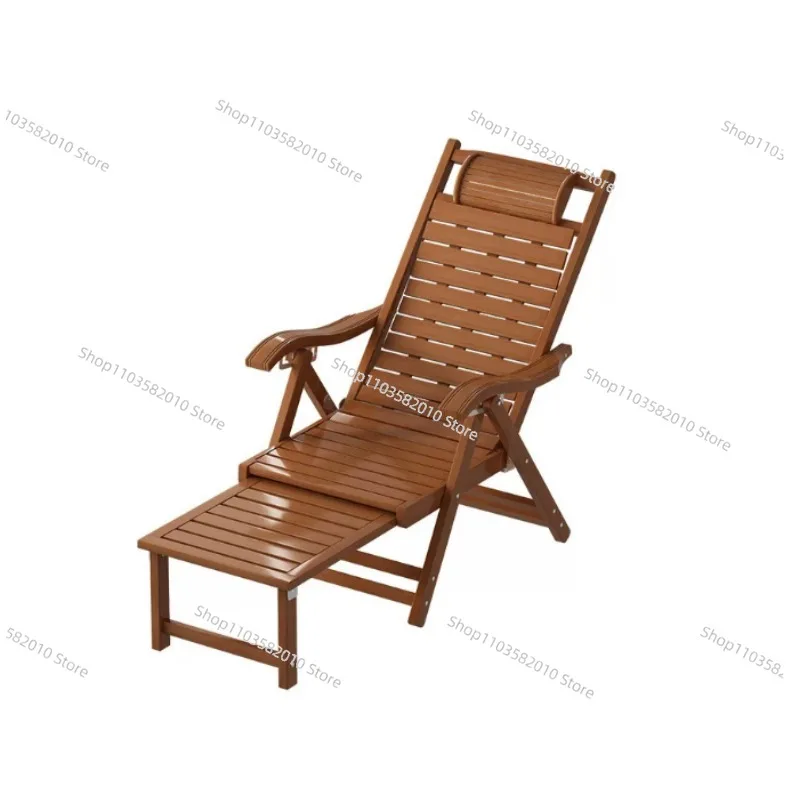 

Bamboo Folding Leisure Chair, Portable Reclining Rocking Chair with Backrest, Outdoor Balcony Lounge Chair for Elderly