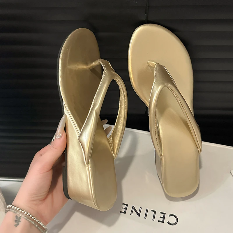 Small French Slope Thick Platform Flip Flops 2026 Women Summer Outside Slippers New Summer Casual Sandals