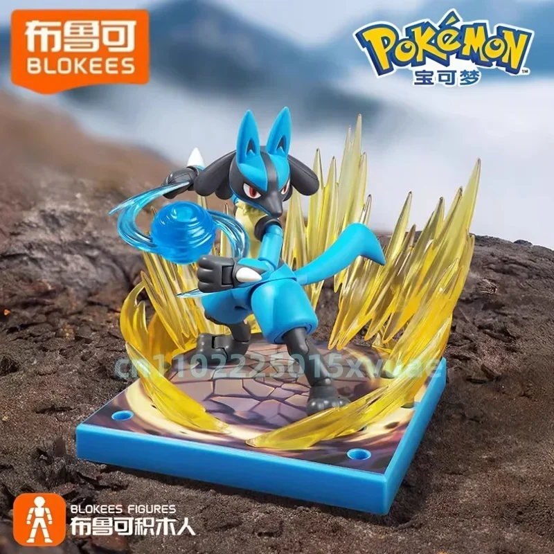 BLOKEES Pokemon Klocki Konstrukcyjne Kolekcja Postaci Lucario Snorlax Scyther Model do Składania Ruchome Figurki Dekoracja Prezent dla Dzieci