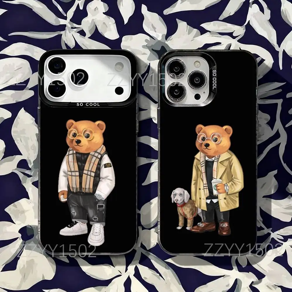 

Fashion B-Baron Filou Bear Phone Case For iPhone 17,16,15,14,13,12,X,8,Pro,Max,Plus,SE4,Air,Mini HD Black IMD Matte