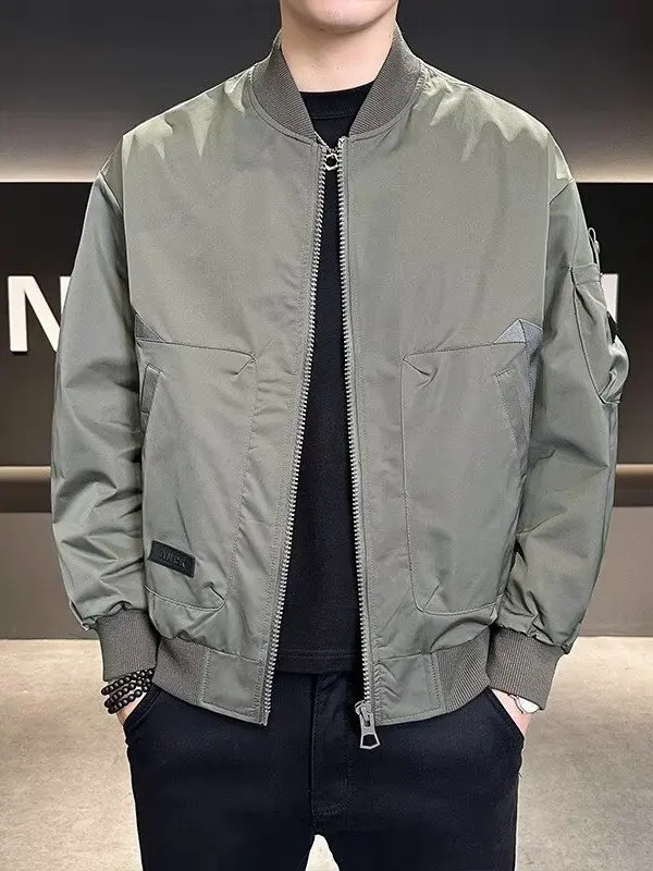 

Новая мужская куртка 2025 года с воротником-стойкой, модная, универсальная, повседневная, ветрозащитная, удлиненная