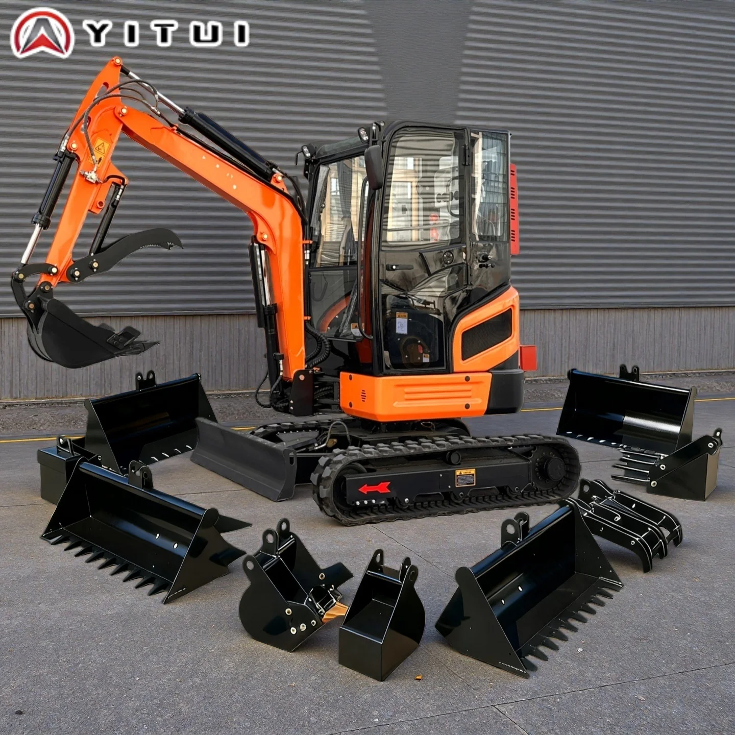 Maßgeschneiderter kompakter Minibagger 2,6 Tonnen mit mehreren Aufsätzen, kleiner Bagger für Gartenbau, Bauernhof, Landschaftsbau