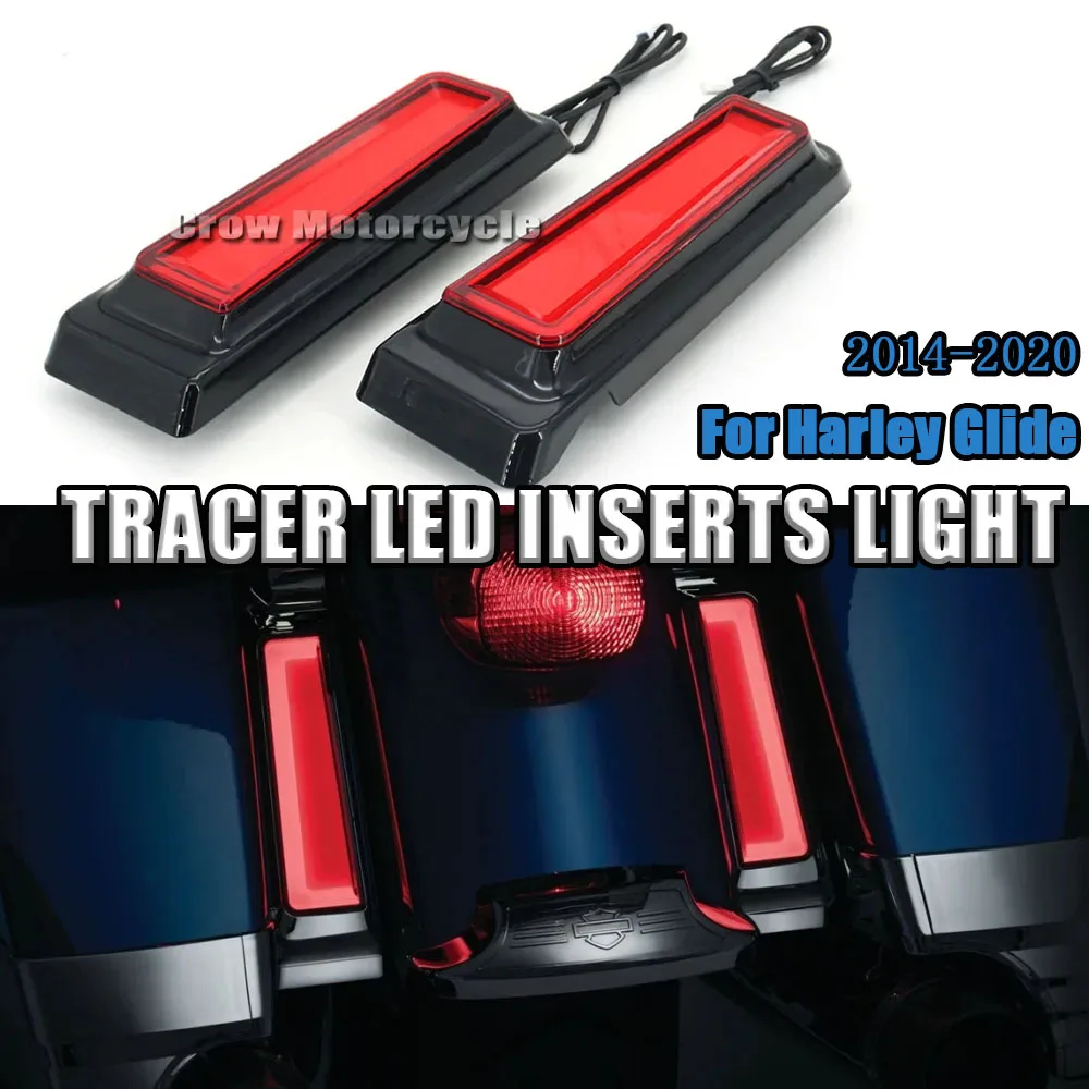 

Motorcycle Tracer LED Inserts Light Turn Signal Lamp Saddlebag Supports Chrome For Harley Glide 2014-2020