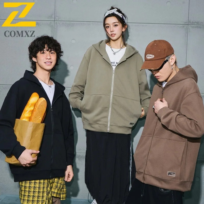 

COMXZ 2025 Autumn New Men Hooded Loose Fit All-Match Long Sleeve Casual Hoodie Streetwear Breathable Cotton Comfortable Top