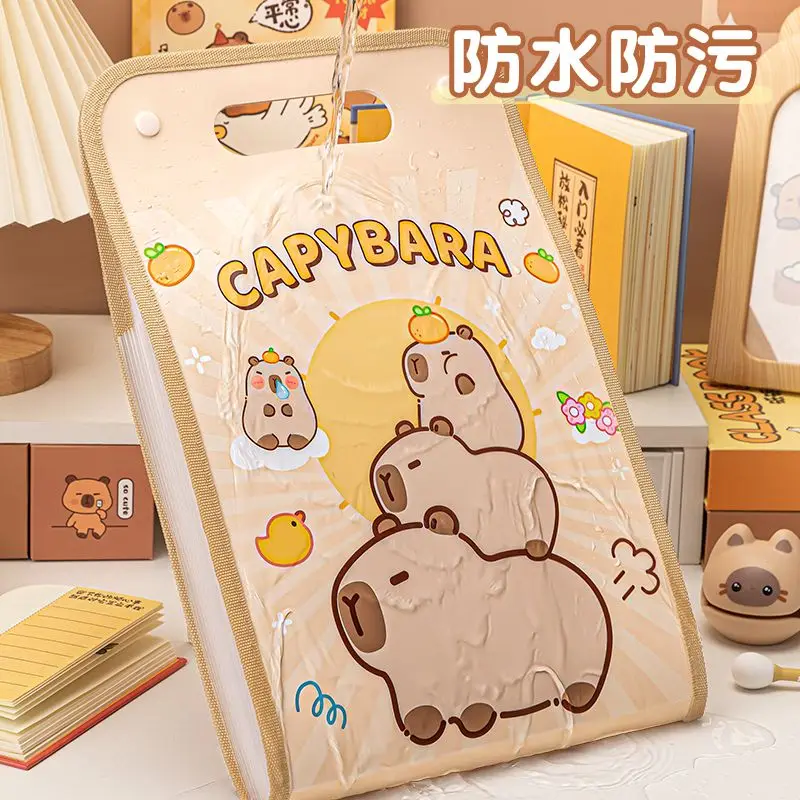 Capivara pasta portátil estudante saco de armazenamento de papel a4 pastas expansíveis dos desenhos animados anime pasta para documentos porta